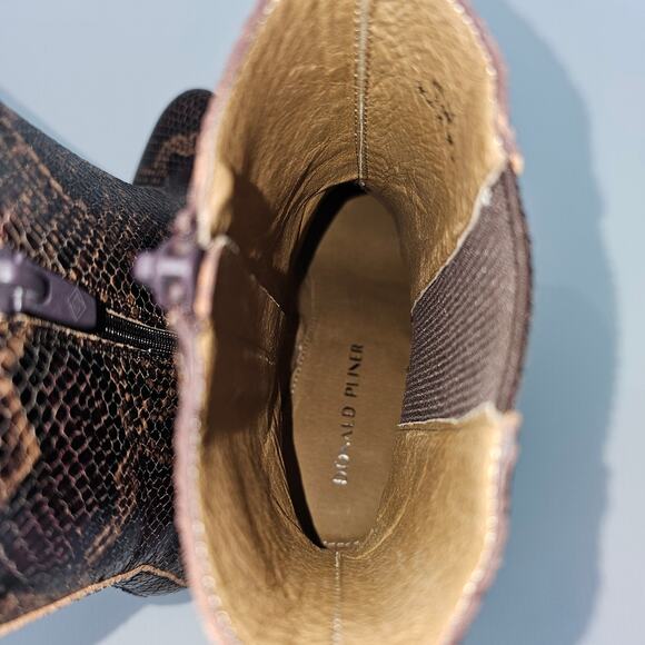 NEW Donald Pliner Zelda Ankle Bootie Size 8.5 Brown Snake Print Leather Chelsea - Picture 12 of 15